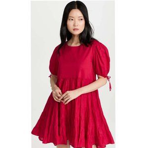 Merlette Sering Mini Dress Swing Resort Ruffle Cotton Puff Sleeve XS